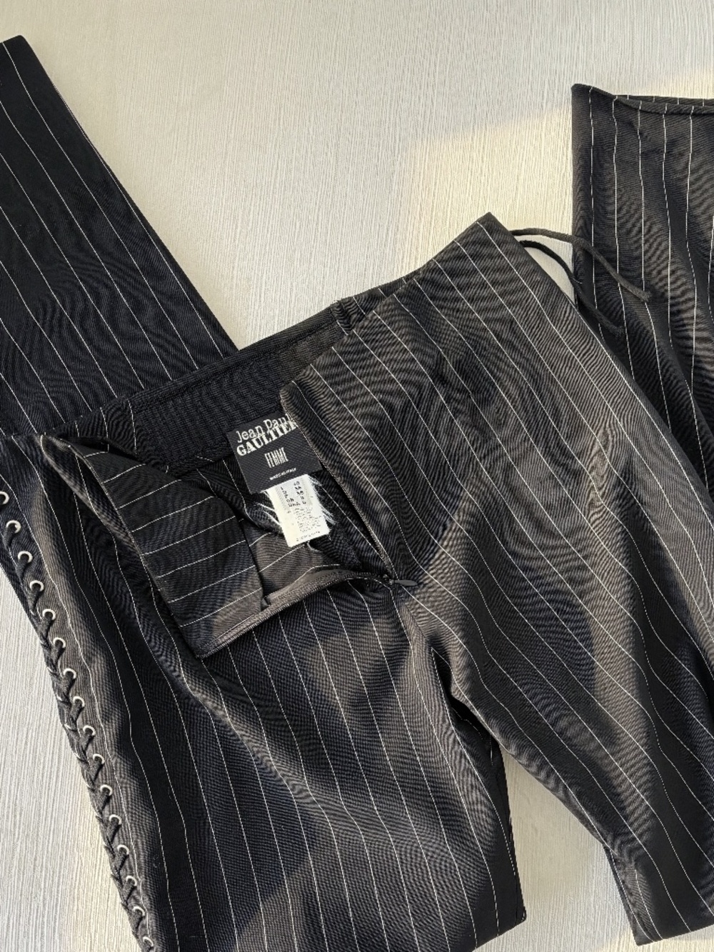Vintage Jean Paul Gaultier Lace-Up Pinstripe Pants IT 40 US 6